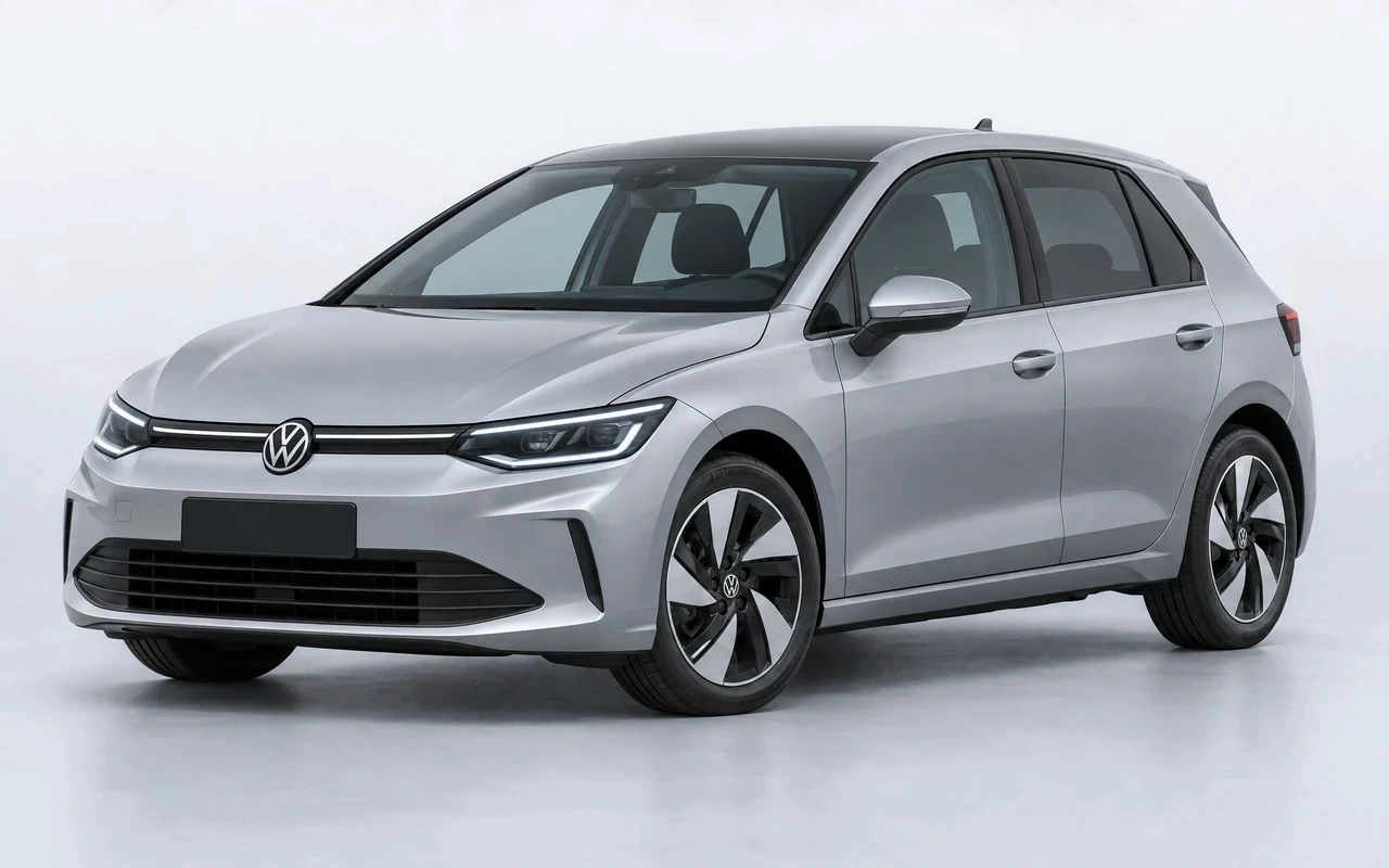 AI-genereret illustration af Volkswagen ID.2, set skråt forfra.